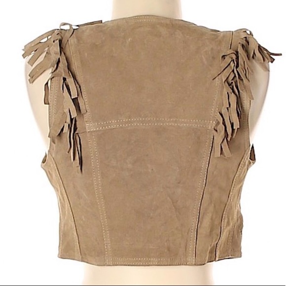 NWT LF Please Leather Suede Fringe Crop Vest - Picture 2 of 10